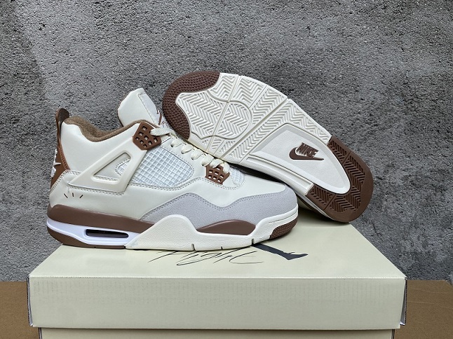 air jordan 4 (IV) retro shoes men-white/brown - Click Image to Close